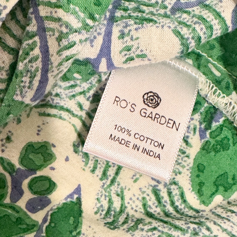 Ro’s Garden Green Blue 100% Cotton Blouse Sz Large Anthropologie Boho Vibes - Picture 10 of 10